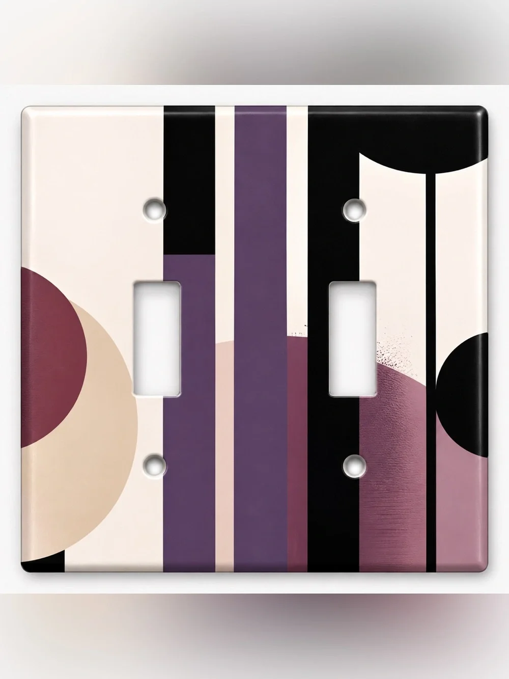 Handmade Retro Geometric Purple Black Double Toggle Light Switch Cover